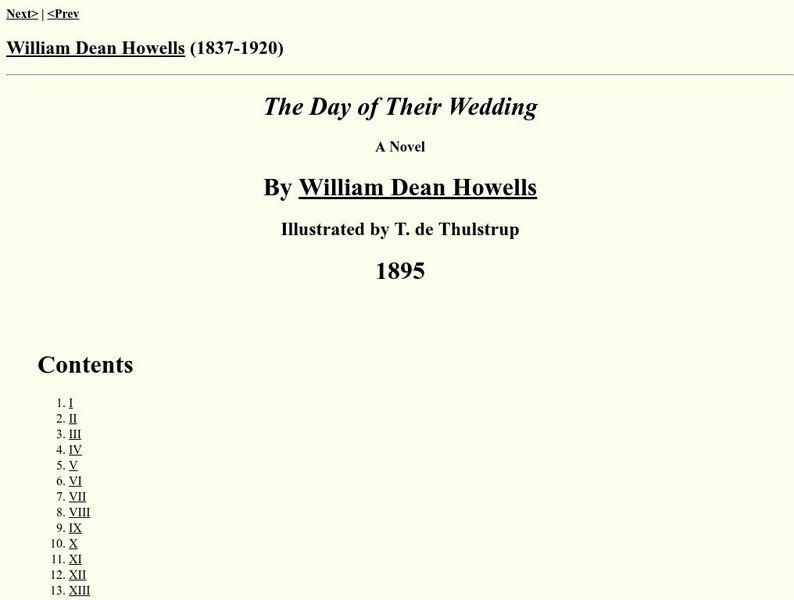 Washington State University: William Dean Howells Society: The Day of Their Wedding eBook
