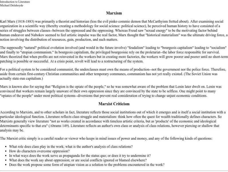 Washington State University: Marxism Handout Washington State University: Marxism Handout