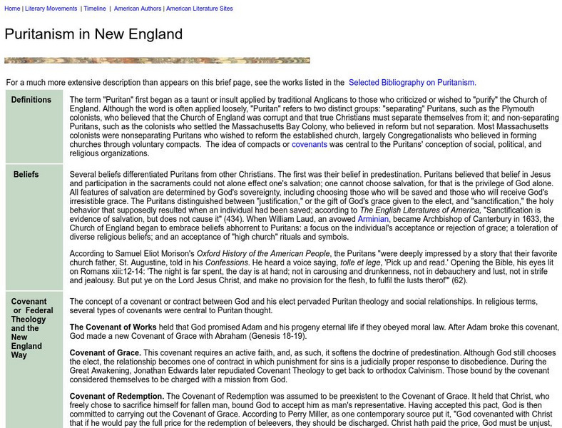 Washington State University: Literary Movements: Puritanism in New England Activity Washington State University: Literary Movements: Puritanism in New England Activity