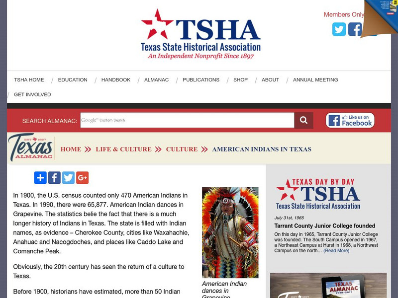 Texas State Historical Association: American Indians in Texas Article