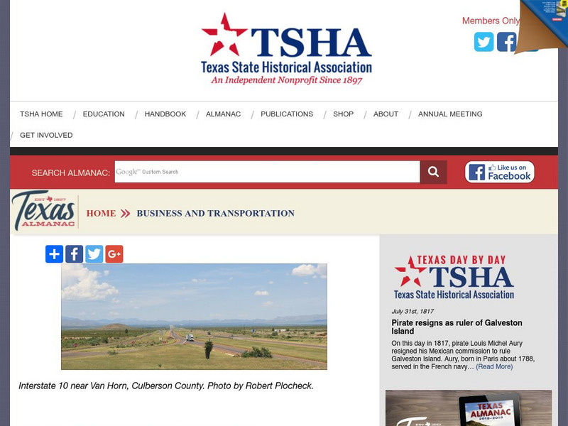 Texas State Historical Association: Business and Transportation Website Texas State Historical Association: Business and Transportation Website