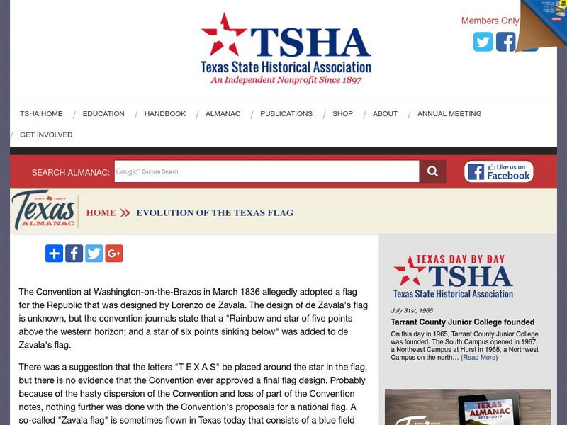 Texas State Historical Association: Evolution of the Texas Flag Handout Texas State Historical Association: Evolution of the Texas Flag Handout