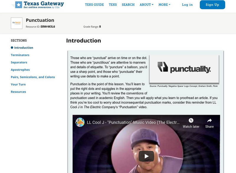 Texas Gateway: Punctuation Unit Plan Texas Gateway: Punctuation Unit Plan
