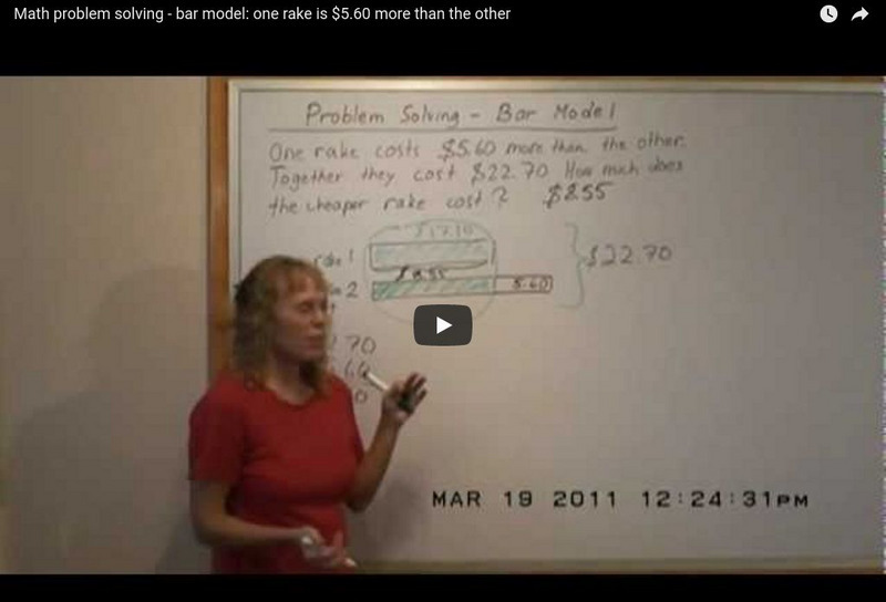 Math Mammoth: Math Problem Solving: Bar Model: One Rake Is $5.60 More Than Other Instructional Video