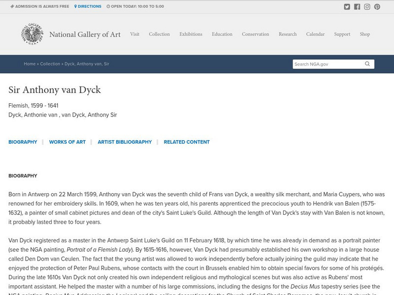 National Gallery of Art: Sir Anthony Van Dyck Handout
