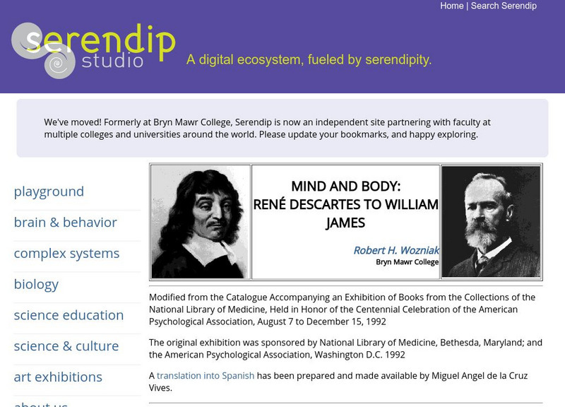 Serendip: Mind and Body: Rene Descartes to William James Activity Serendip: Mind and Body: Rene Descartes to William James Activity