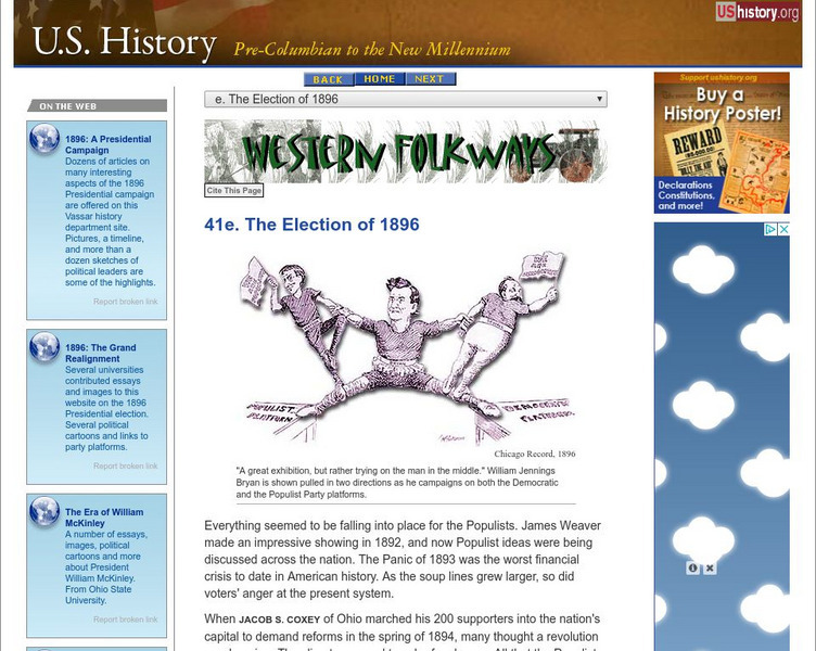 U.s. History: The Election of 1896 Website U.s. History: The Election of 1896 Website