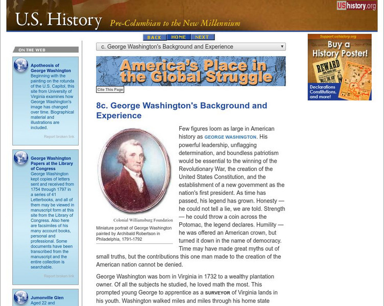 U.s. History: George Washington's Background and Experience Website U.s. History: George Washington's Background and Experience Website