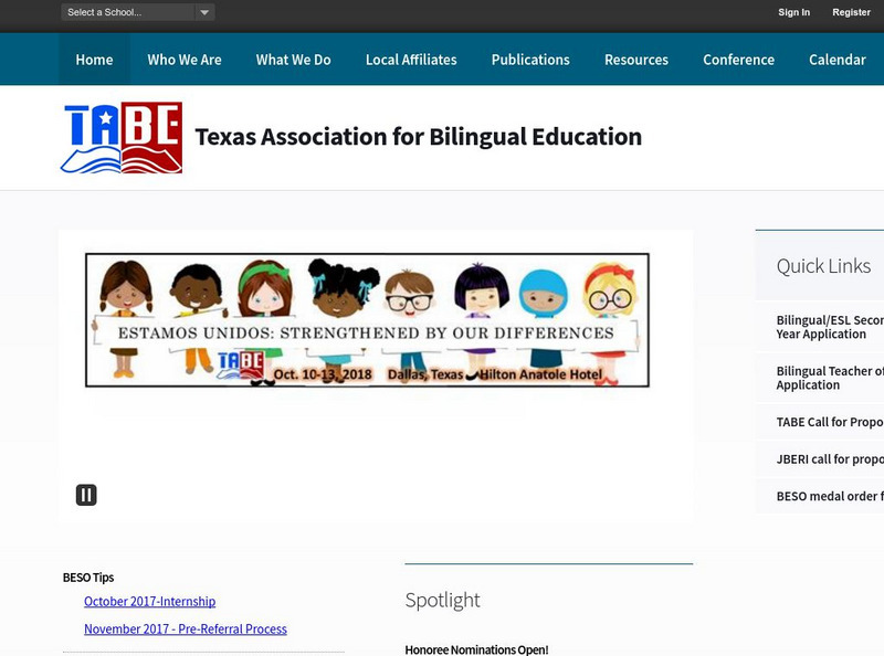 Texas Association for Bilingual Education (Tabe) Website Texas Association for Bilingual Education (Tabe) Website