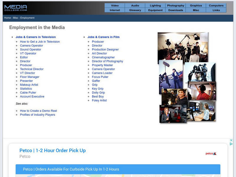 Media College: Employment in the Media Handout Media College: Employment in the Media Handout