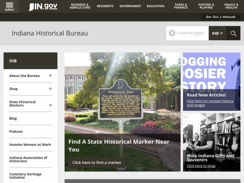 Indiana Historical Bureau Website Indiana Historical Bureau Website