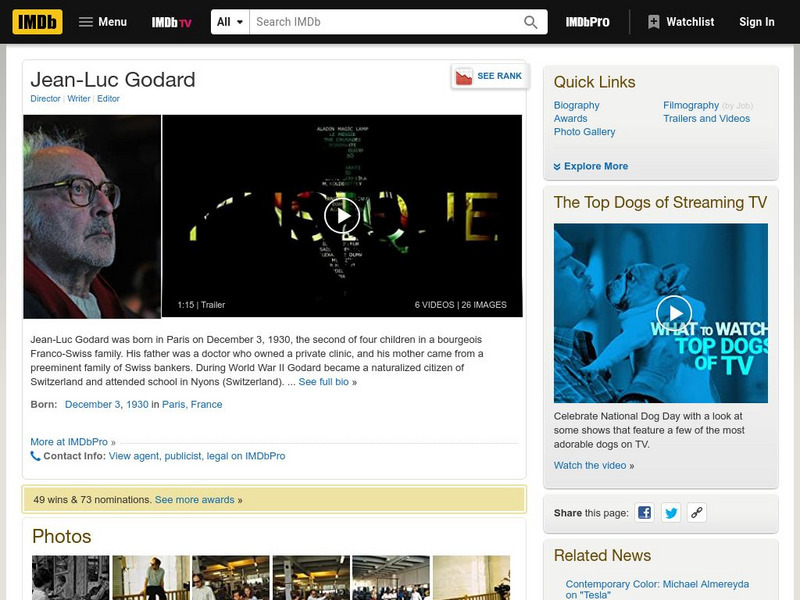 Internet Movie Database: Jean Luc Godard Handout