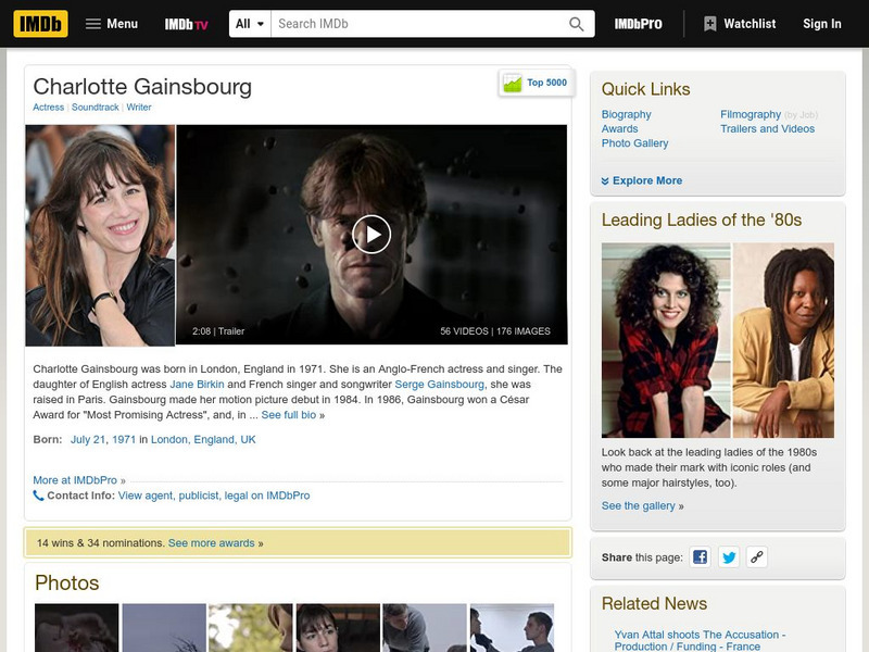 Internet Movie Database: Charlotte Gainsbourg Handout