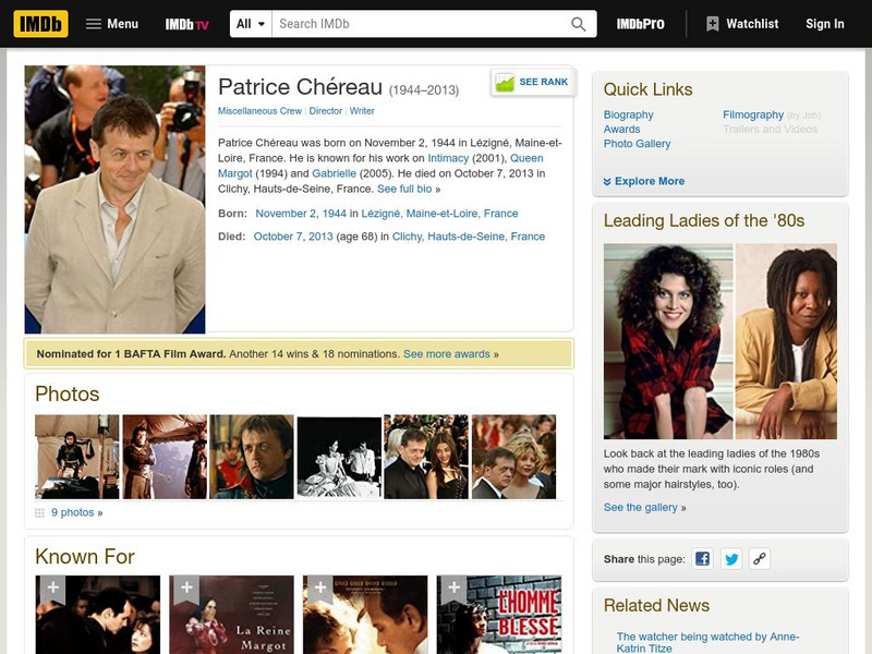 Internet Movie Database: Patrice Chereau Handout