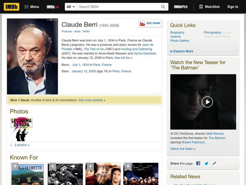 Internet Movie Database: Claude Berri Handout