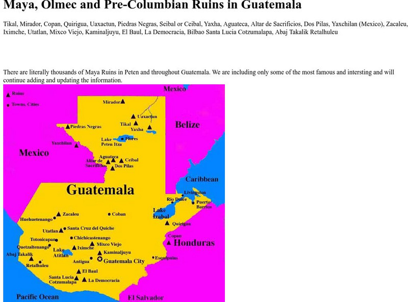 Maya, Olmec and Pre Columbian Ruins in Guatemala Activity