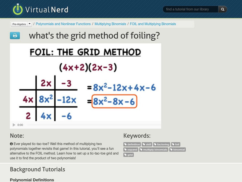 Virtual Nerd: What's the Grid Method of Foi Ling? Instructional Video Virtual Nerd: What's the Grid Method of Foi Ling? Instructional Video