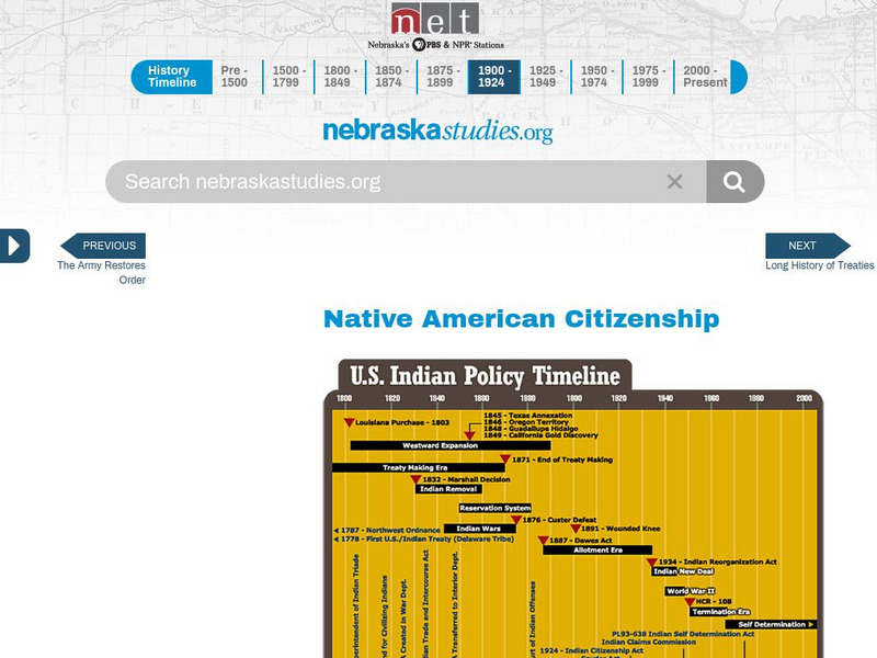 Nebraska Studies: Native American Citizenship Handout Nebraska Studies: Native American Citizenship Handout