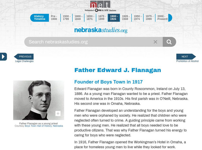 Nebraska Studies: Notable Nebraskan: Father Edward J. Flanagan Handout Nebraska Studies: Notable Nebraskan: Father Edward J. Flanagan Handout
