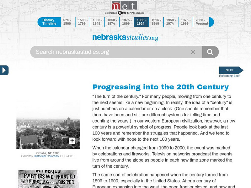 Nebraska Studies: Progressing Into the 20th Century Handout Nebraska Studies: Progressing Into the 20th Century Handout