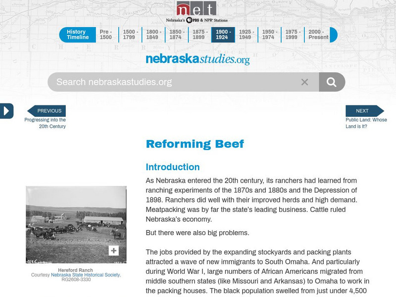 Nebraska Studies: Reforming Beef Handout Nebraska Studies: Reforming Beef Handout