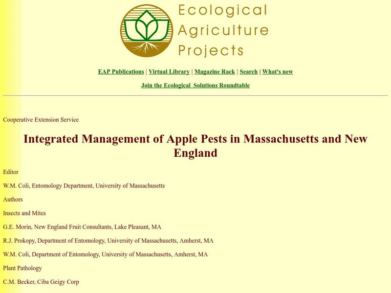 Mc Gill U.: Integrated Management of Apple Pests Handout Mc Gill U.: Integrated Management of Apple Pests Handout