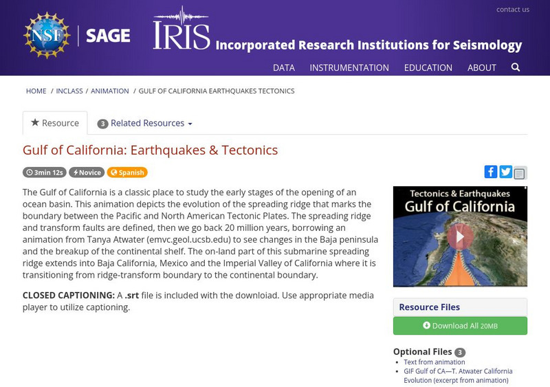Iris: Gulf of California: Earthquakes & Tectonics Instructional Video