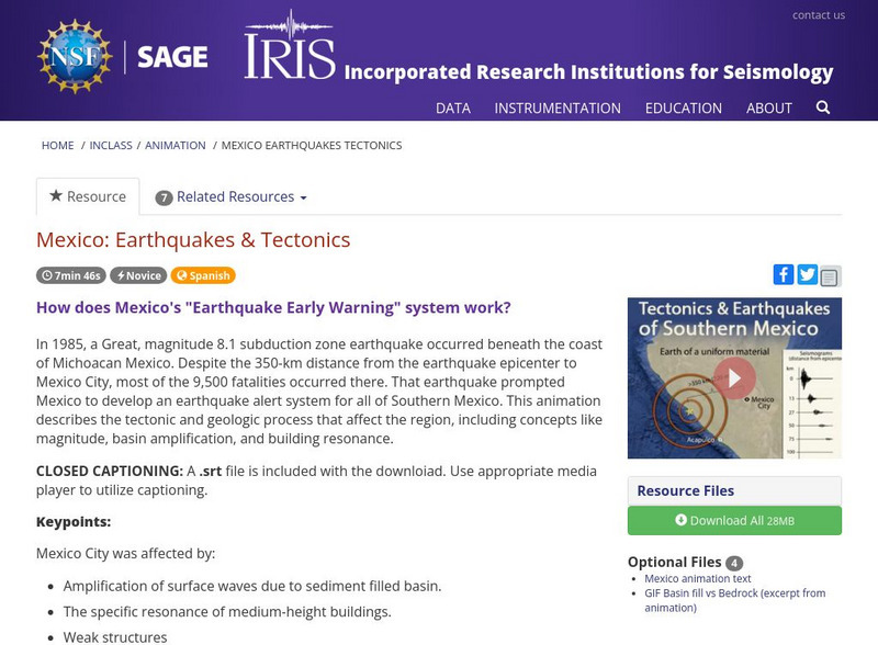 Iris: Mexico: Earthquakes & Tectonics Instructional Video