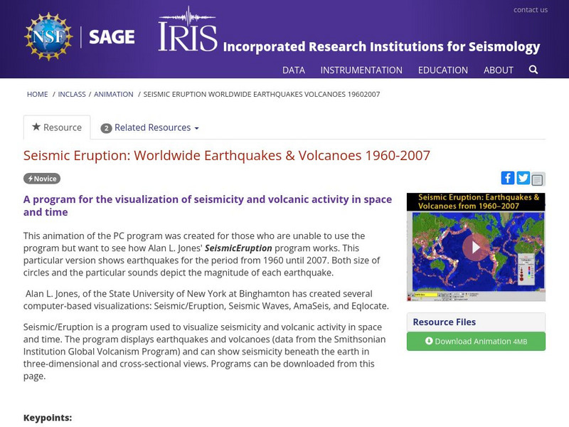 Iris: Seismic Eruption: Worldwide Earthquakes & Volcanoes 1960 2007 Instructional Video Iris: Seismic Eruption: Worldwide Earthquakes & Volcanoes 1960 2007 Instructional Video