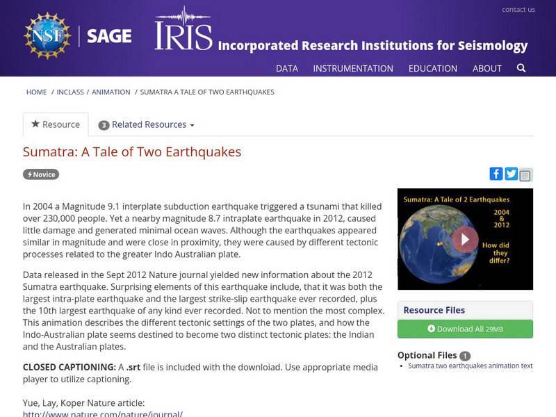 Iris: Sumatra: A Tale of Two Earthquakes Instructional Video