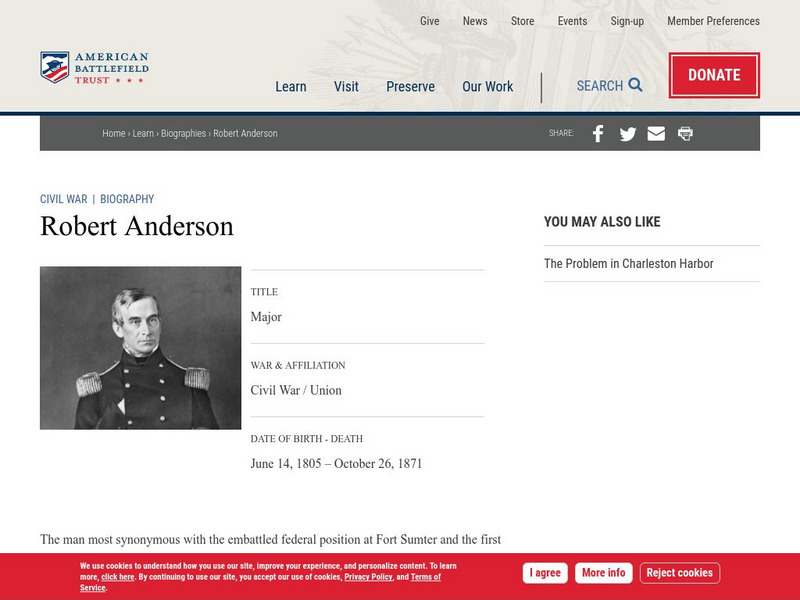American Battlefield Trust: Civil War Biography: Robert Anderson Handout