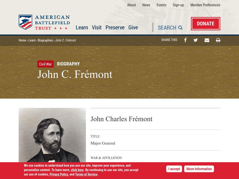 American Battlefield Trust: Civil War Biography: John C. Fremont Handout