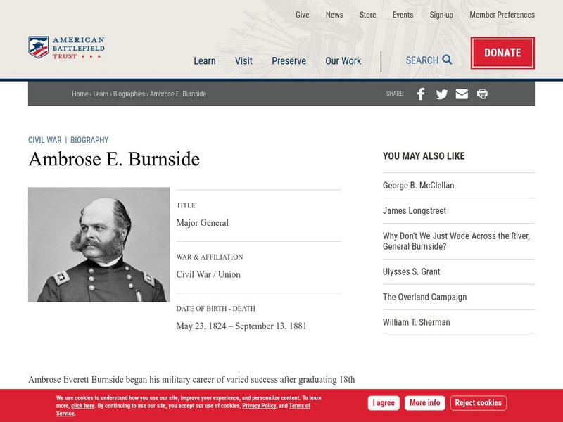 American Battlefield Trust: Civil War Biography: Ambrose E. Burnside Handout