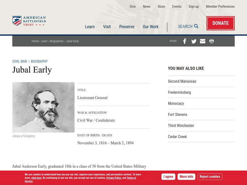 American Battlefield Trust: Civil War Biography: Jubal Early Handout American Battlefield Trust: Civil War Biography: Jubal Early Handout