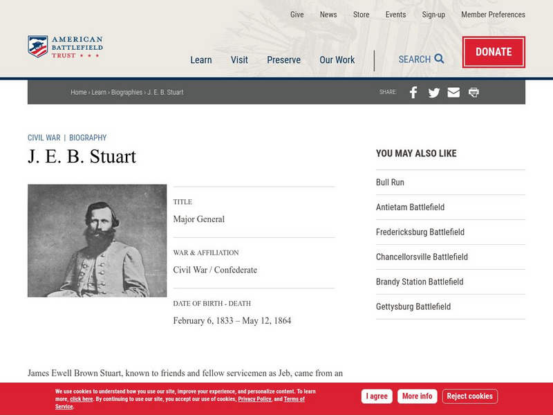 American Battlefield Trust: Civil War Biography: J. E. B. Stuart Handout