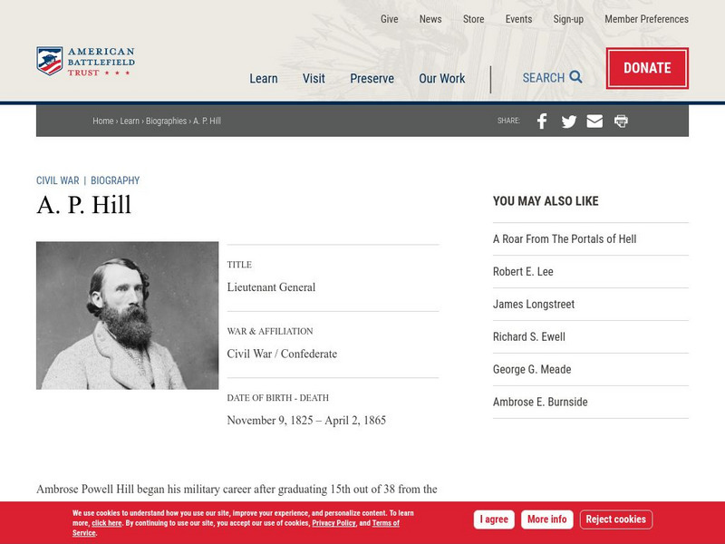 American Battlefield Trust: Civil War Biography: A. P. Hill Handout