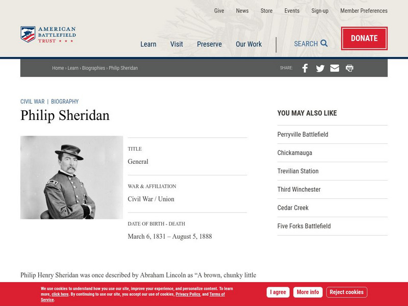 American Battlefield Trust: Civil War Biography: Philip Sheridan Handout