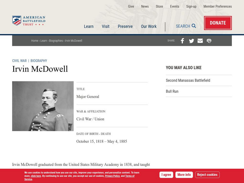 American Battlefield Trust: Civil War Biography: Irvin Mc Dowell Handout