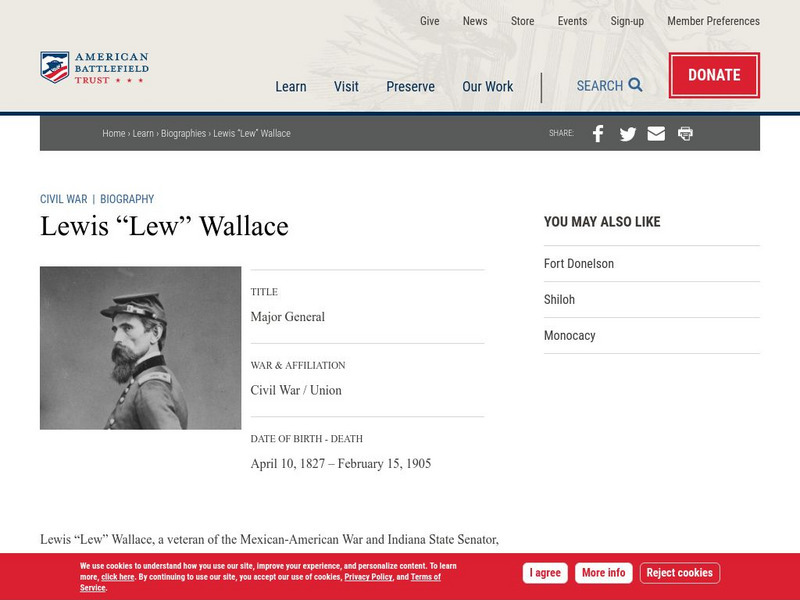 American Battlefield Trust: Civil War Biography: Lewis "Lew" Wallace Handout