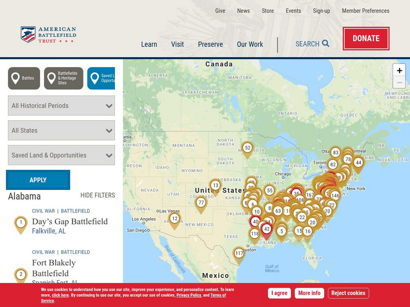 American Battlefield Trust: Civil War: Battlefield Land We've Saved Graphic