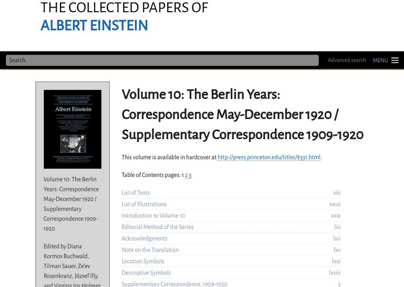 Collected Papers of Einstein: Vol 10: Berlin Years: Correspondence 1909 1920 eBook Collected Papers of Einstein: Vol 10: Berlin Years: Correspondence 1909 1920 eBook