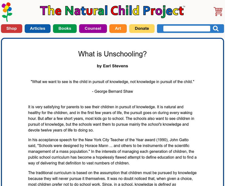 Natural Child: What Is Unschooling? Website Natural Child: What Is Unschooling? Website