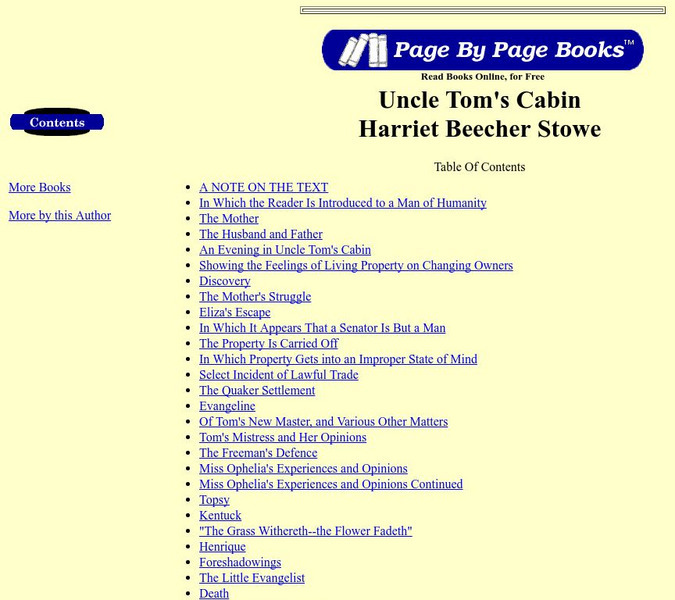 Page by Page Books: Uncle Tom's Cabin by Harriet Beecher Stowe Primary Page by Page Books: Uncle Tom's Cabin by Harriet Beecher Stowe Primary