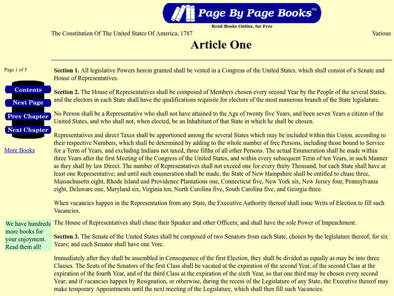 Page by Page: Constitution of the u.s. Article One Primary Page by Page: Constitution of the u.s. Article One Primary