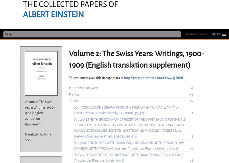 The Collected Papers of Einstein: Volume 2: Swiss Years: Writings, 1900 1909 Eng eBook The Collected Papers of Einstein: Volume 2: Swiss Years: Writings, 1900 1909 Eng eBook