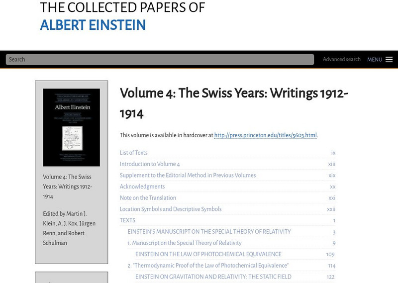 The Collected Papers of Einstein: Volume 4: Swiss Years: Writings 1912 1914 eBook The Collected Papers of Einstein: Volume 4: Swiss Years: Writings 1912 1914 eBook