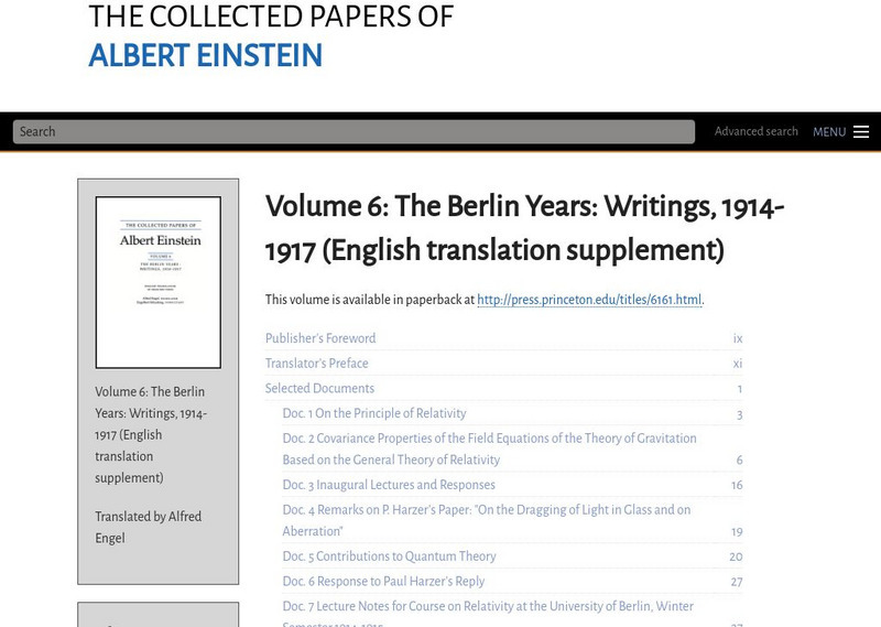The Collected Papers of Einstein:volume 6: Berlin Years: Writings,1914 1917 Eng eBook The Collected Papers of Einstein:volume 6: Berlin Years: Writings,1914 1917 Eng eBook