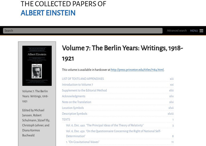 The Collected Papers of Einstein: Volume 7: Berlin Years: Writings, 1918 1921 eBook The Collected Papers of Einstein: Volume 7: Berlin Years: Writings, 1918 1921 eBook