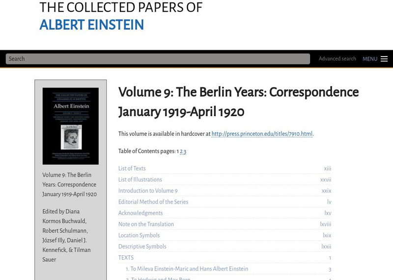 Collected Papers of Einstein: Volume 9: Berlin Years: Correspondence: 1919 1920 eBook Collected Papers of Einstein: Volume 9: Berlin Years: Correspondence: 1919 1920 eBook