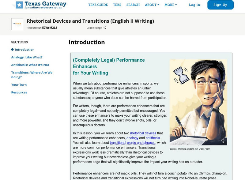 Texas Gateway: Rhetorical Devices and Transitions (English Ii Writing) Unit Plan Texas Gateway: Rhetorical Devices and Transitions (English Ii Writing) Unit Plan